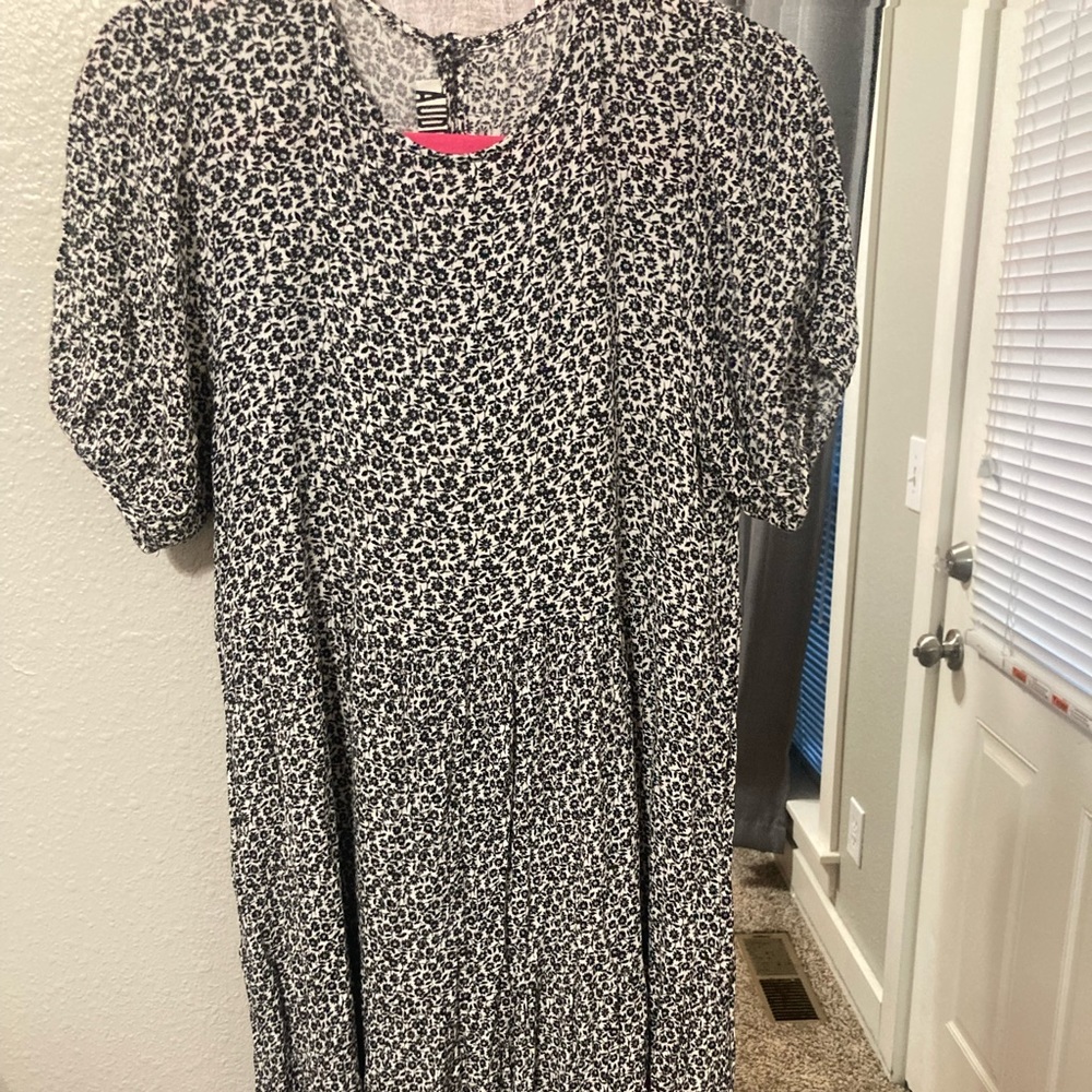 Audrey 3+1 black and white printed tiered maxi dress